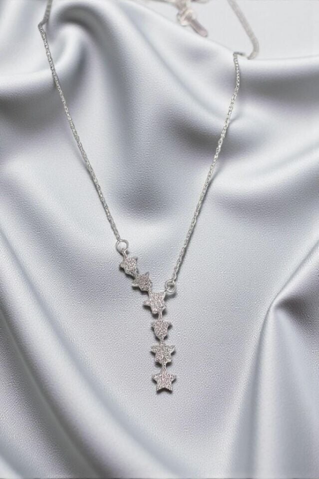 Zirkon Taşlı Yıldız Model Çelik Kadın Kolye