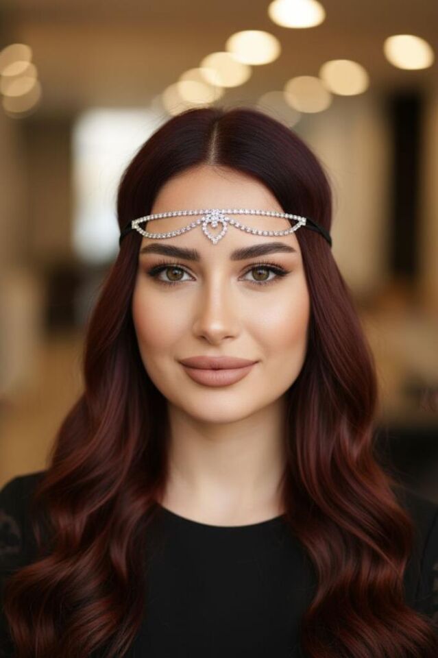 Accessories Zirkon Taşlı Saç Aksesuarı, Gelin Tacı, Nişan Nikâh Kına Saç Aksesuarı, Alınlık