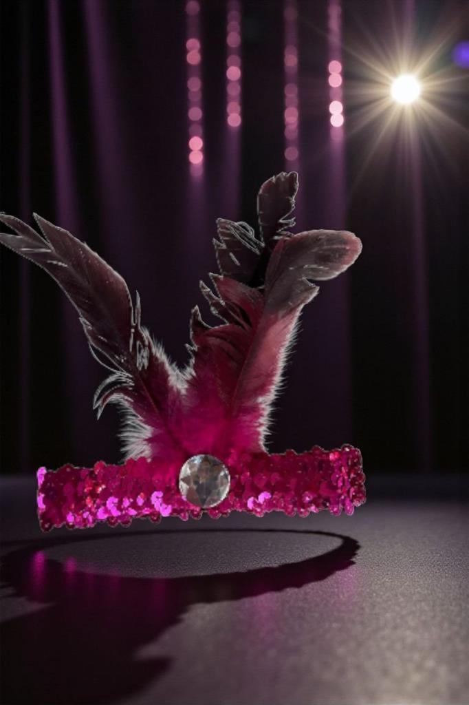 Accessories Pembe Renk Tüylü Saç Aksesuarı, Nişan, Nikâh, Kına Saç Aksesuarı, Saç Bandı