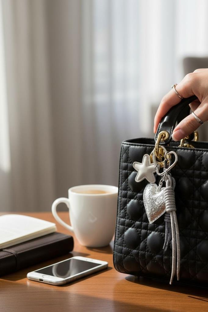 Accessories Gümüş Renk Kalp Ve Yıldız Detaylı Çanta Charm/ Anahtarlık