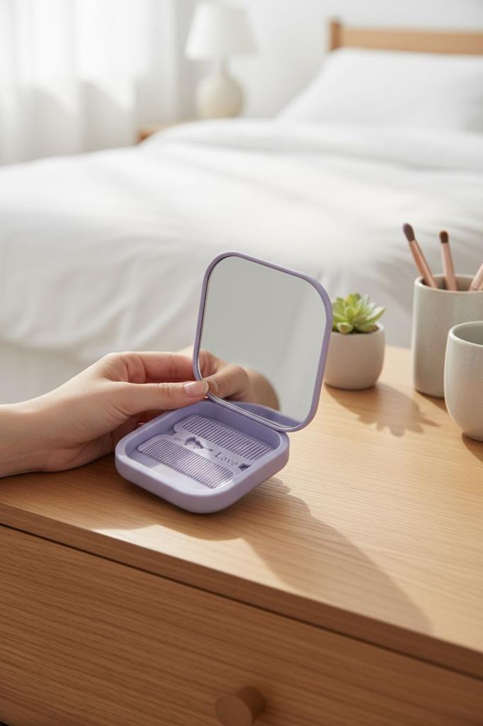 Accessories Mor Renk Tarak / Ayna Seti, Kız Çocukları İçin Doğum Günü Hediyesi