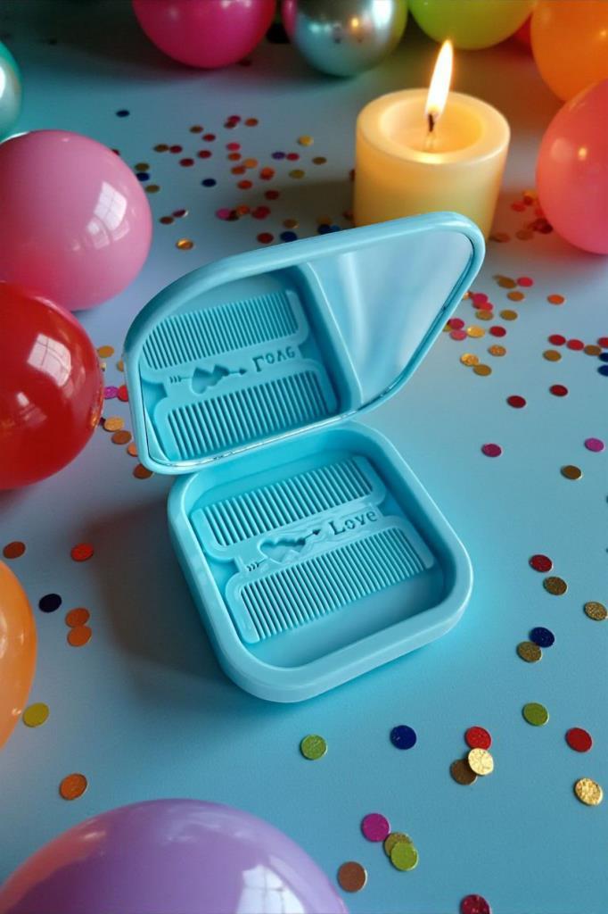 Accessories Turkuaz Renk Tarak / Ayna Seti, Kız Çocukları İçin Doğum Günü Hediyesi