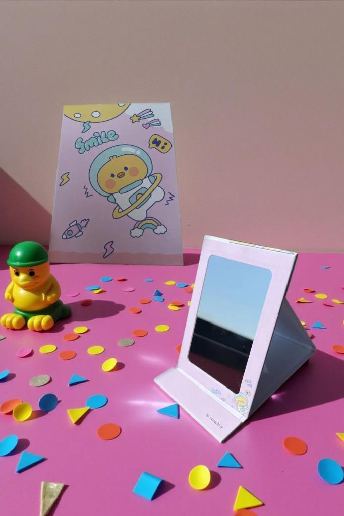 Accessories Pembe Renk Civciv Figürlü Masa Aynası, Kız Çocukları İçin Doğum Günü Hediyesi