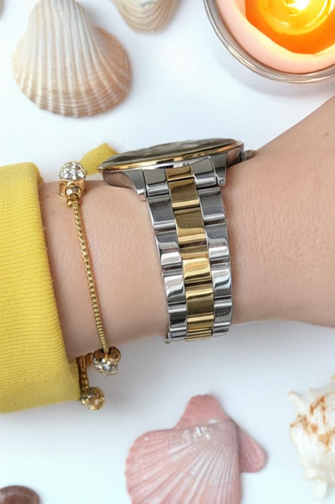 Altın/Metalik Kadın Kol Saati - Orijinal - Kesme Cam - Çelik Kordon - 2 Yıl Garanti -Bileklik Hediye