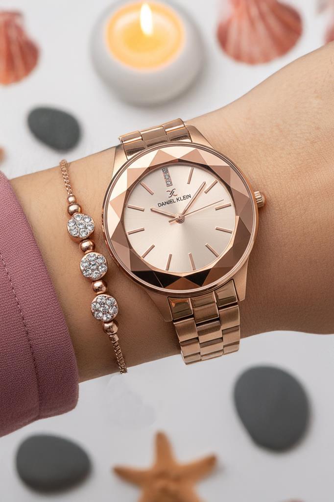 Rose Gold Kadın Kol Saati - Orijinal - Kesme Cam - Çelik Kordon - 2 Yıl Garanti - Bileklik Hediye