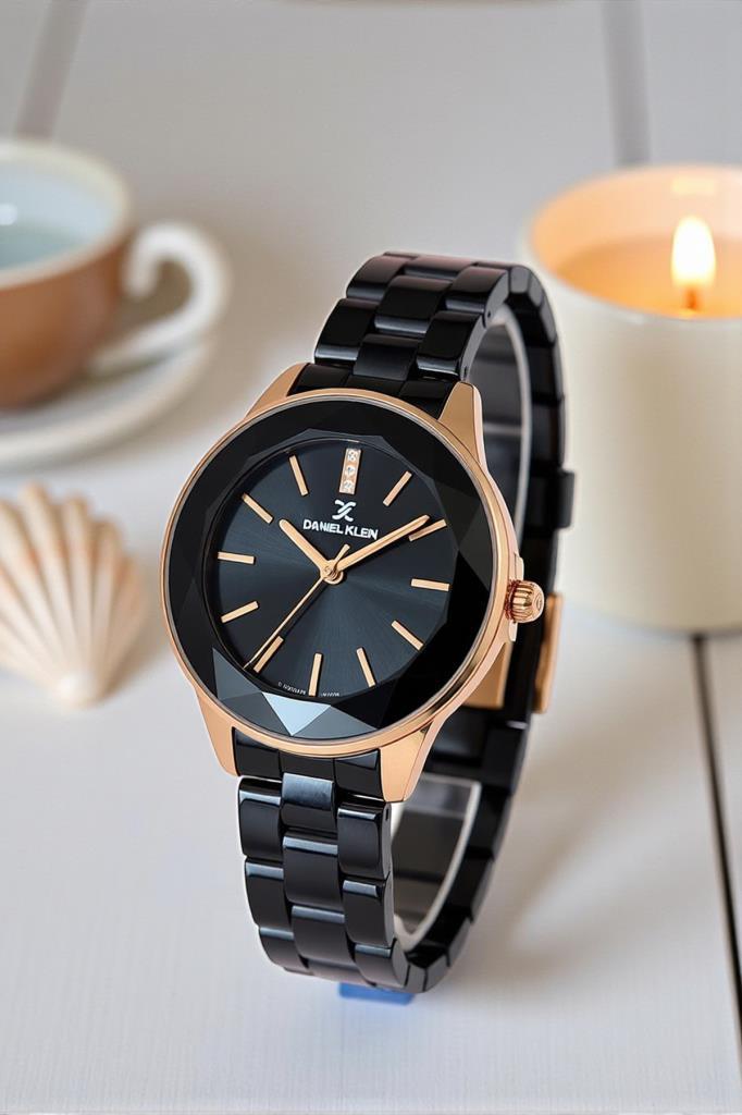 Siyah Kadın Kol Saati - Orijinal - Kesme Cam - Çelik Kordon - 2 Yıl Garanti - Bileklik Hediye