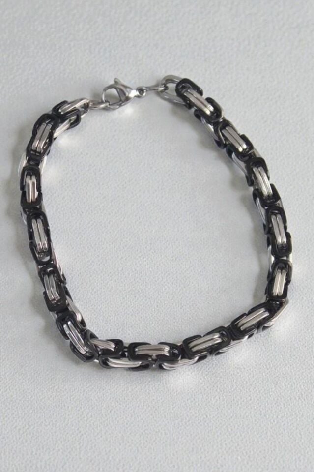 Zincir Model Siyah/Metalik Erkek Çelik Bileklik
