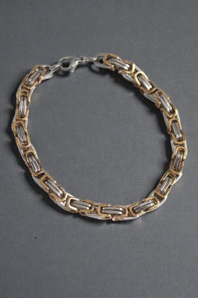 Zincir Model Altın/Metalik Erkek Çelik Bileklik