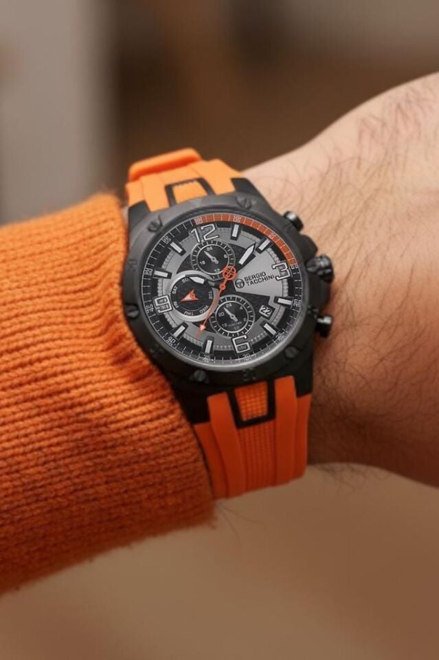 Sergio Tacchini Turuncu Silikon Kayışlı Erkek Kol Saati