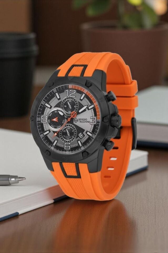 Sergio Tacchini Turuncu Silikon Kayışlı Erkek Kol Saati