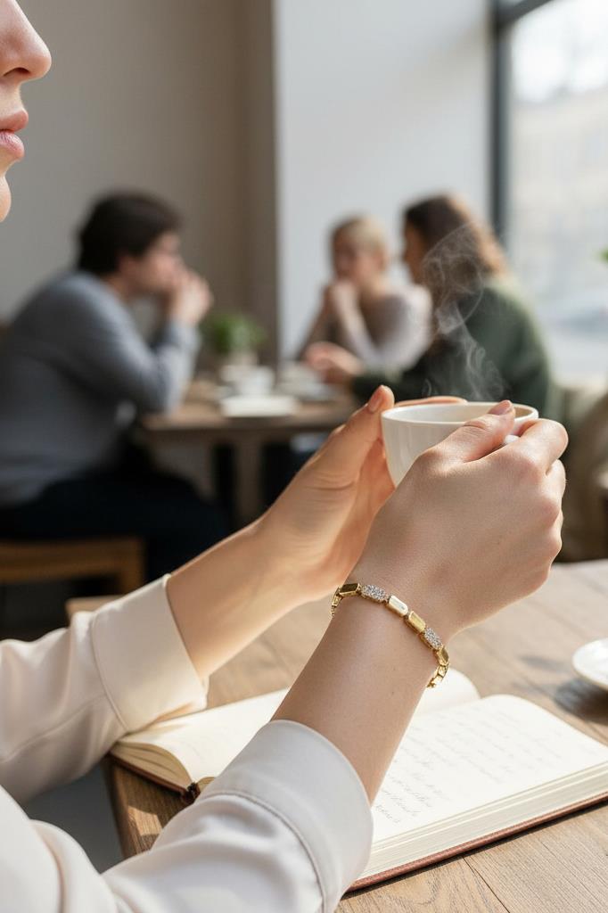 Altın Renk Dikdörtgen Detaylı Kadın Bileklik 17,5 cm + 2 cm Uzatma