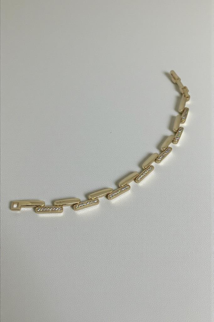 Altın Renkli Zarif Detaylı Taşlı Kadın Bileklik 17 cm + 2 cm Uzatma