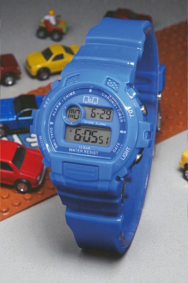 Q&Q 5-10 Yaş Alarmlı, Kronometreli, Işıklı, 10 ATM Su Geçirmez Mavi Çocuk Kol Saati