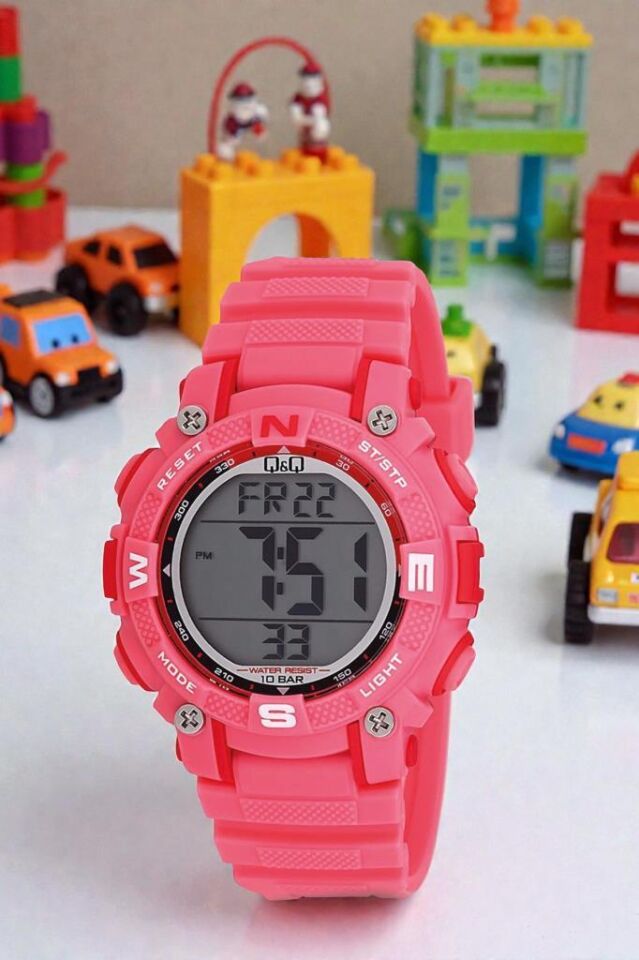 Q&Q 6-12 Yaş Alarmlı, Kronometreli, Işıklı, 10 ATM Su Geçirmez Fuşya Çocuk Kol Saati
