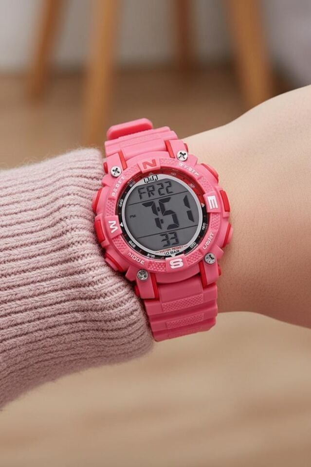 Q&Q 6-12 Yaş Alarmlı, Kronometreli, Işıklı, 10 ATM Su Geçirmez Fuşya Çocuk Kol Saati