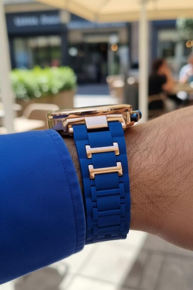 Daniel Klein Mavi Silikon Kayışlı Rose Gold Kasa Takvimli Erkek Kol Saati