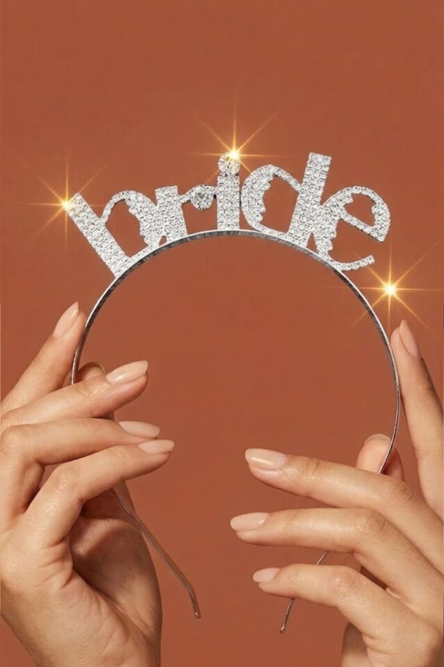 Valmont Accessories Bride Yazılı Kristal Taşlı Işıltılı Bekarlığa Veda Tacı